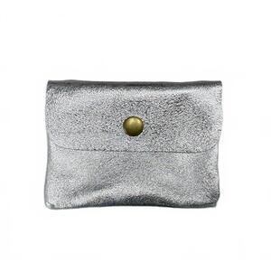 NEW TWO AMICIS women's metallic coin purse in silver